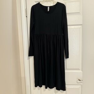 Zenana Outfitters Women's Black Knit Long Sleeve Midi Dress Size XL